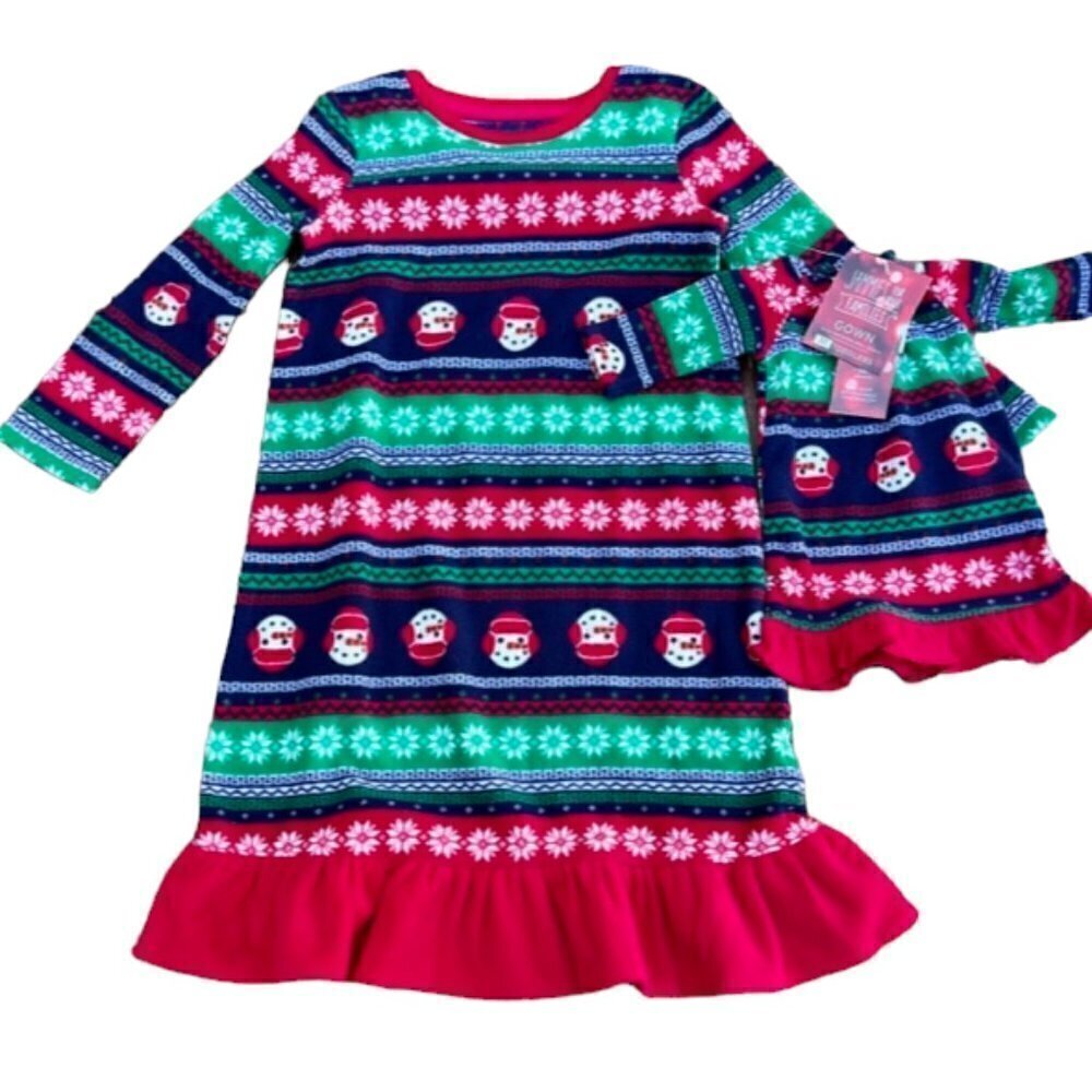 Toddler Girls Nightgown & Doll Gown Pajamas Set size 3T Showman/Snowflake Theme